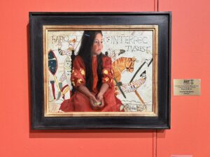 Pictures of Crystal Despain's Best in Show painting "Heiress" at the Colorado Governor's rt Show.